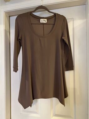 Joseph Ribkoff Taupe Scoop-Neck Tunic
